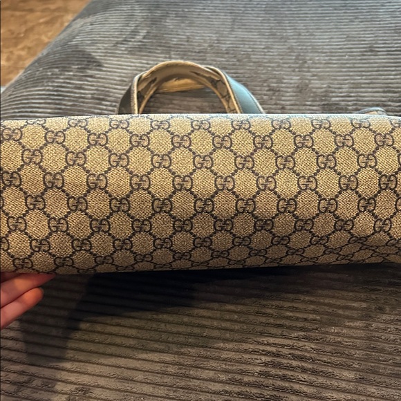 Gucci Blue Monogram Canvas Tote With Red/Blue Web Accent - Picture 9 of 16